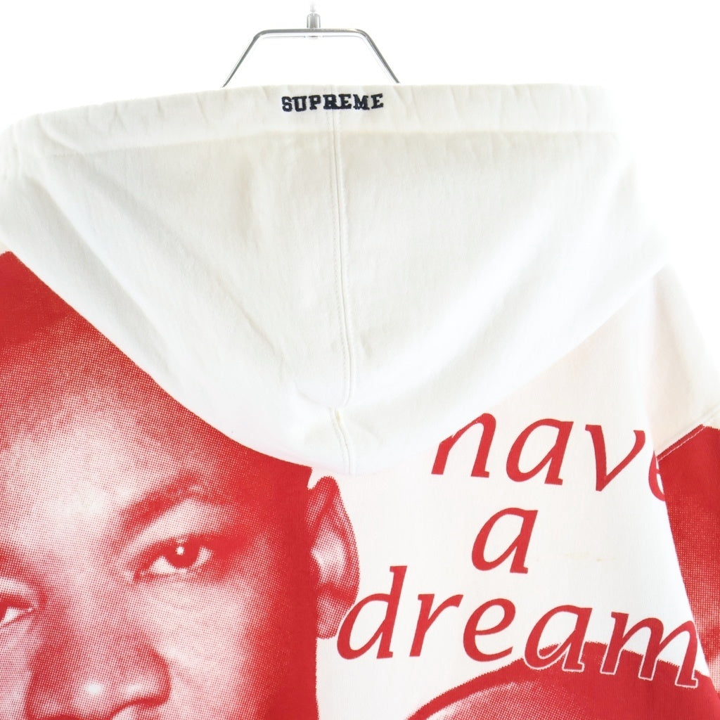 SUPREME(シュプリーム) 18SS MLK Hoodie Sweatshirt キング牧師 総柄プリント スウェットプルオーバーパーカー ホワイト/レッド