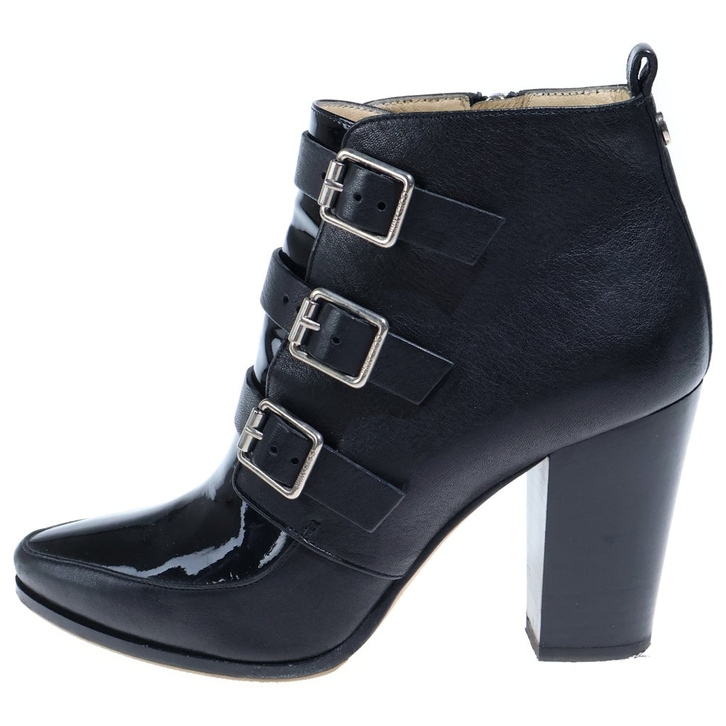 JIMMY CHOO(ジミーチュウ) 3連ベルトバックル ハイヒール ショートブーツ ブラック レディース