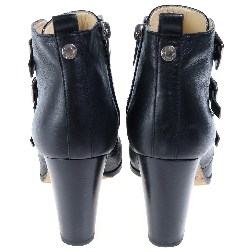 JIMMY CHOO(ジミーチュウ) 3連ベルトバックル ハイヒール ショートブーツ ブラック レディース