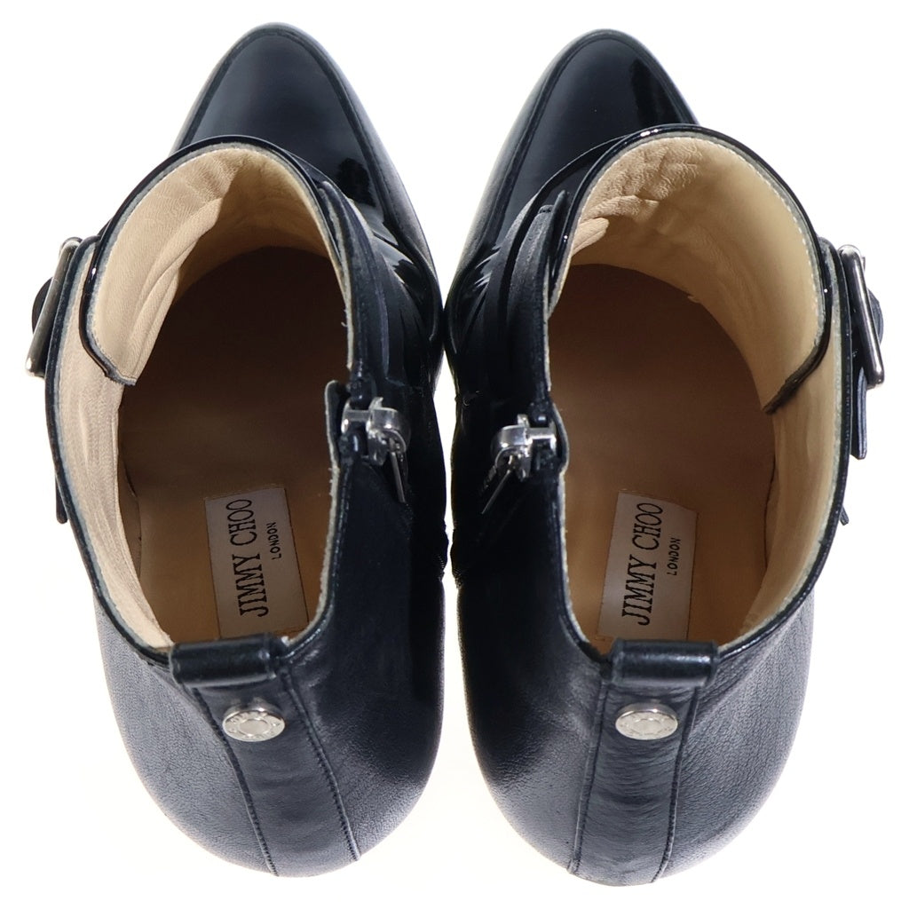 JIMMY CHOO(ジミーチュウ) 3連ベルトバックル ハイヒール ショートブーツ ブラック レディース