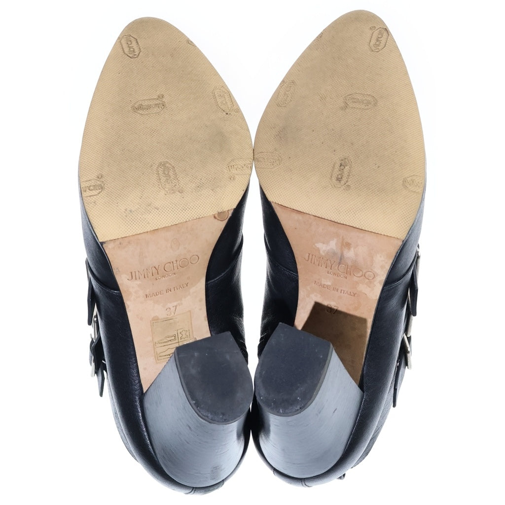 JIMMY CHOO(ジミーチュウ) 3連ベルトバックル ハイヒール ショートブーツ ブラック レディース