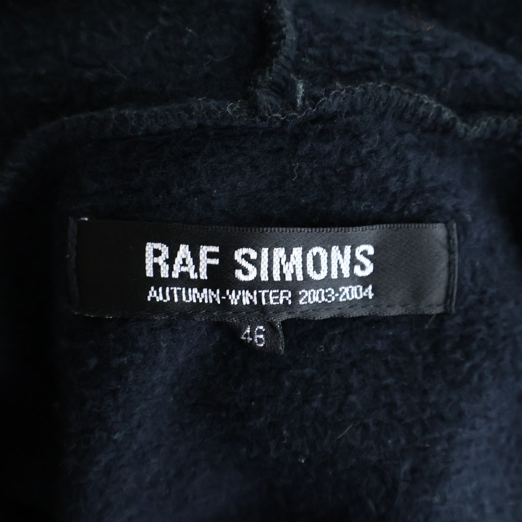 RAF SIMONS(ラフシモンズ) 03AW CLOSER期 Peter Saville DAZZLE SHIPS hoodie グラフィックパッチ付き オーバーサイズ スウェットプルオーバーパーカー ブラック