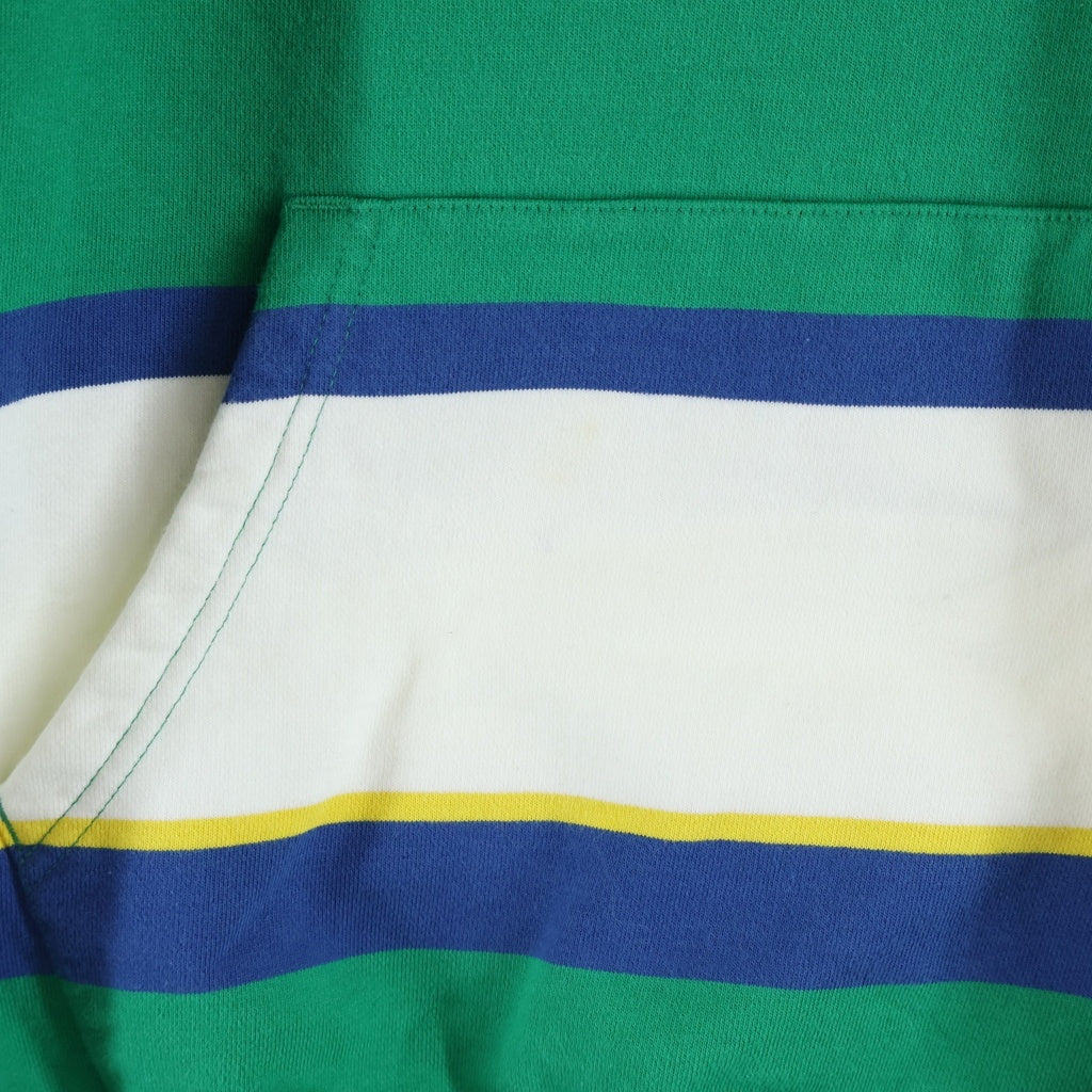 SUPREME(シュプリーム) 19ASW Stripe Hooded Sweatshirt 刺繍ロゴ ストライプフーデッド スウェットシャツ パーカー ホワイト/グリーン