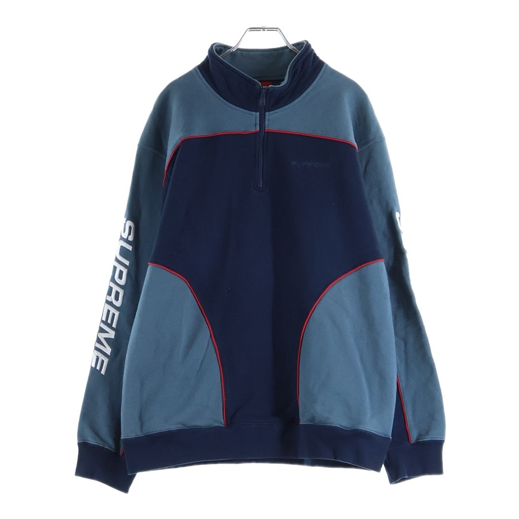 SUPREME(シュプリーム) 18AW Speedway Half Zip Sweatshirt スピードウェイ ハーフジップ スウェットシャツ ブルー