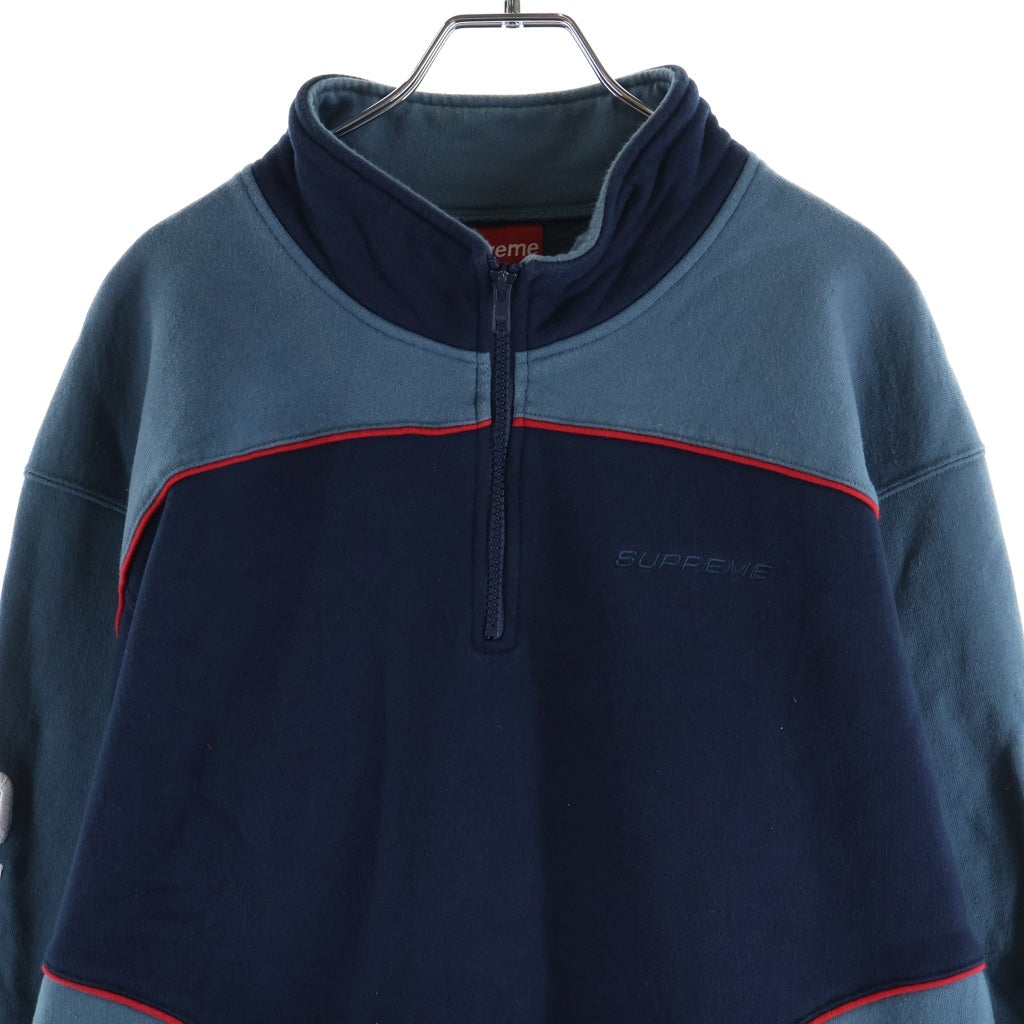 SUPREME(シュプリーム) 18AW Speedway Half Zip Sweatshirt スピードウェイ ハーフジップ スウェットシャツ ブルー