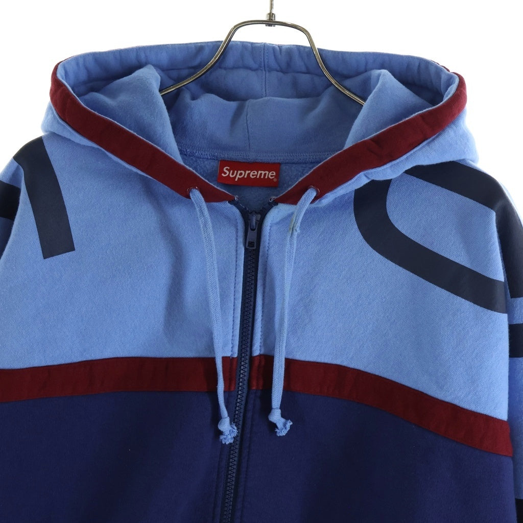 SUPREME(シュプリーム) 20AW Big Logo Paneled Zip Up Hooded Sweatshirt ビッグロゴパネルド スウェットジップパーカー ブルー