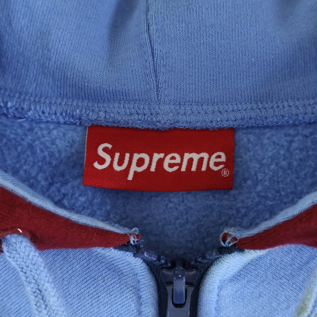 SUPREME(シュプリーム) 20AW Big Logo Paneled Zip Up Hooded Sweatshirt ビッグロゴパネルド スウェットジップパーカー ブルー