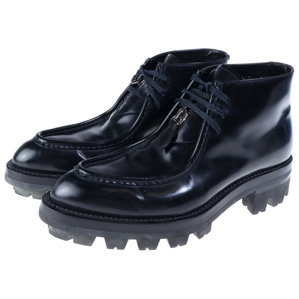 PRADA SPORT(プラダ スポーツ) センタージップ タンクソール レザー ショートブーツ ブラック