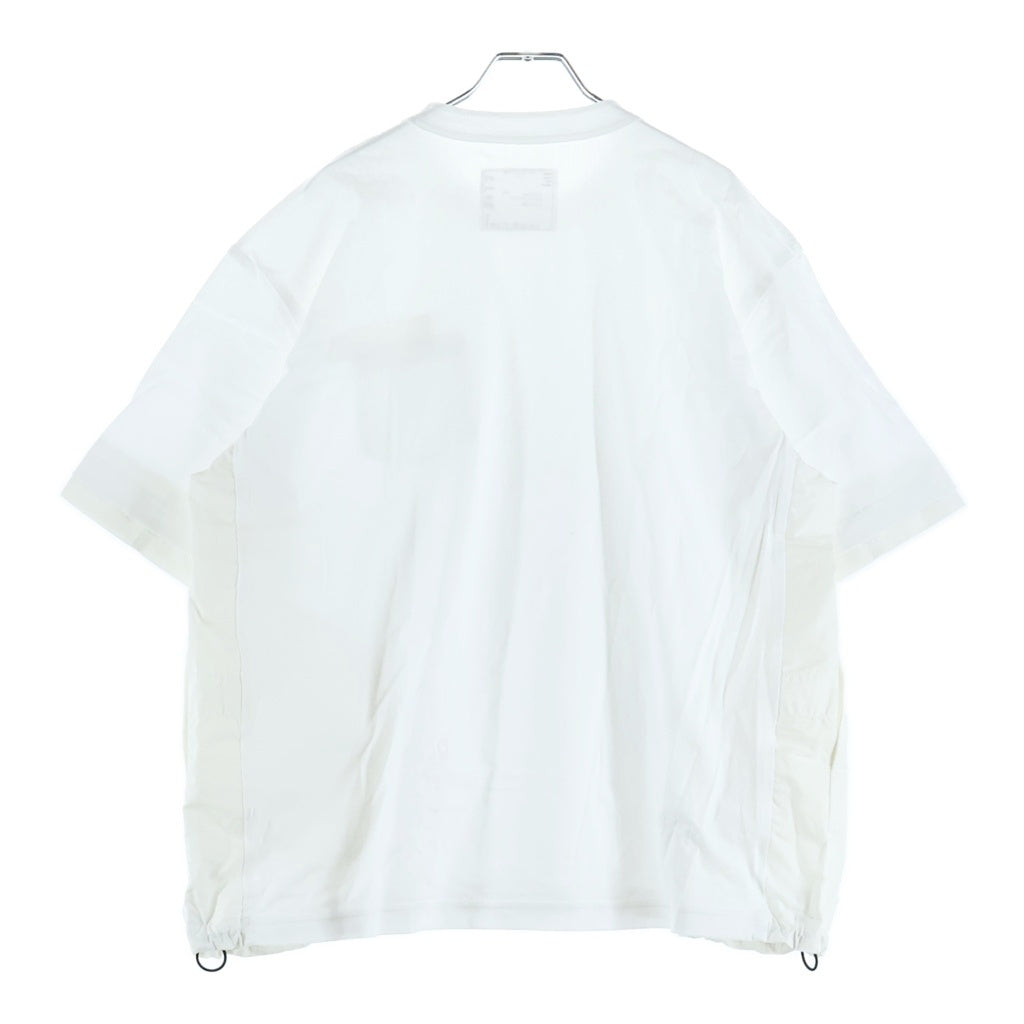 Sacai(サカイ) 24SS Cotton Jersey T-Shirt ドローコード付き ナイロン切替 半袖Tシャツ カットソー ホワイト 24-03413M