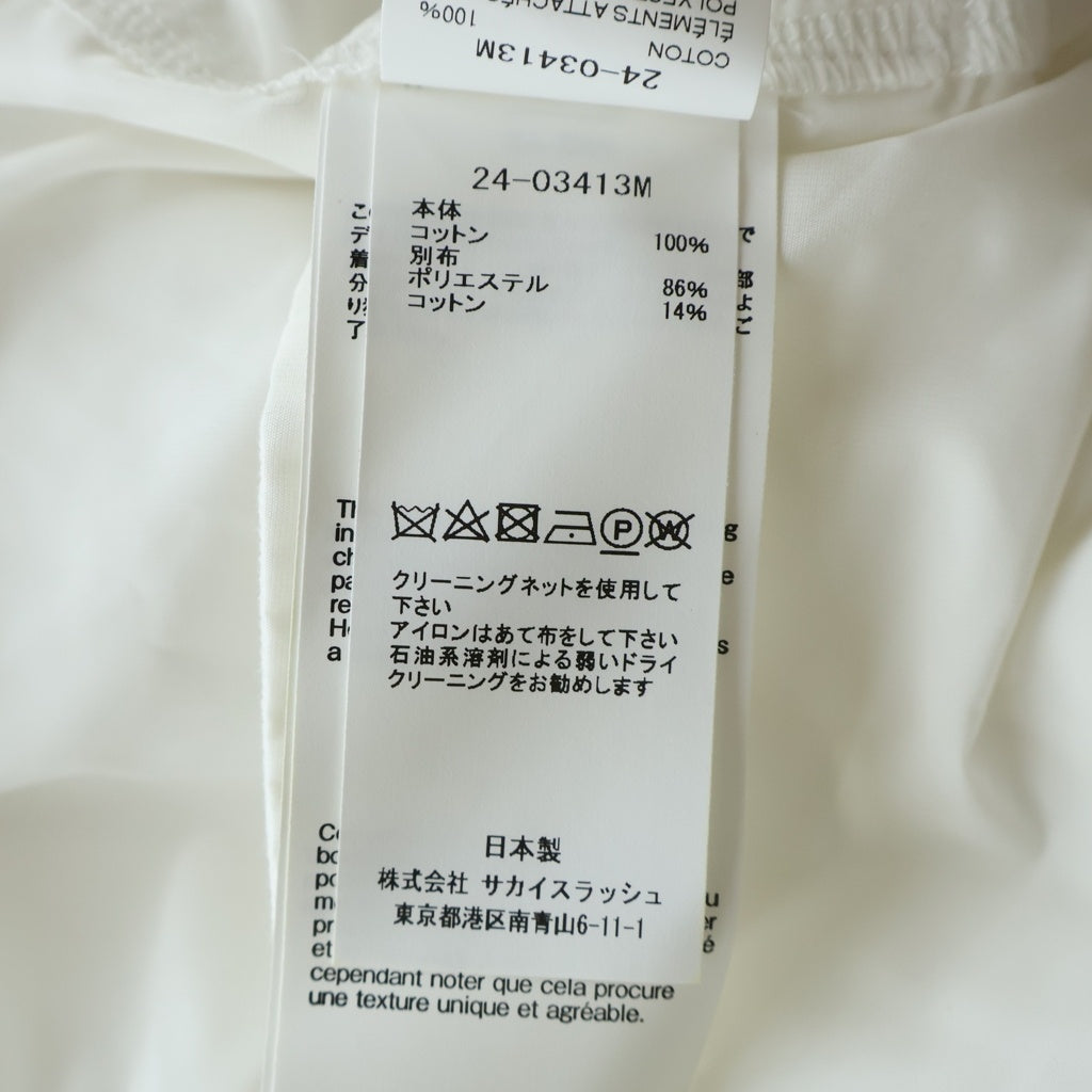 Sacai(サカイ) 24SS Cotton Jersey T-Shirt ドローコード付き ナイロン切替 半袖Tシャツ カットソー ホワイト 24-03413M