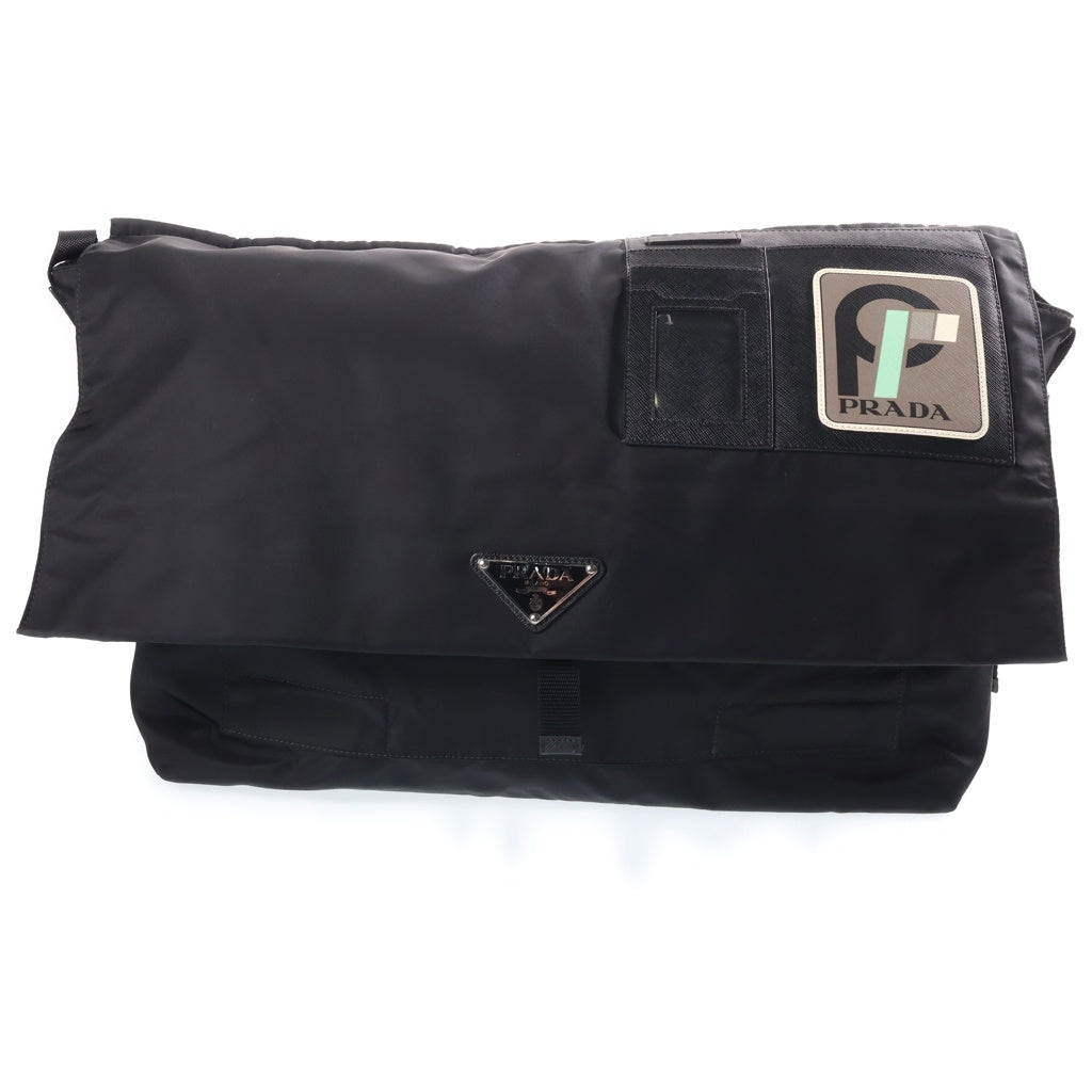PRADA(プラダ) トライアングルプレート テクニカルファブリック メッセンジャーバッグ ショルダーバッグ ブラック 2VD013