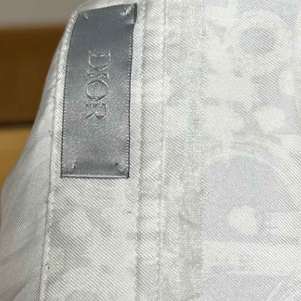DIOR(ディオール) 21SS オブリーク 総柄 シルク 比翼 長袖シャツ ホワイト 013C502A5141