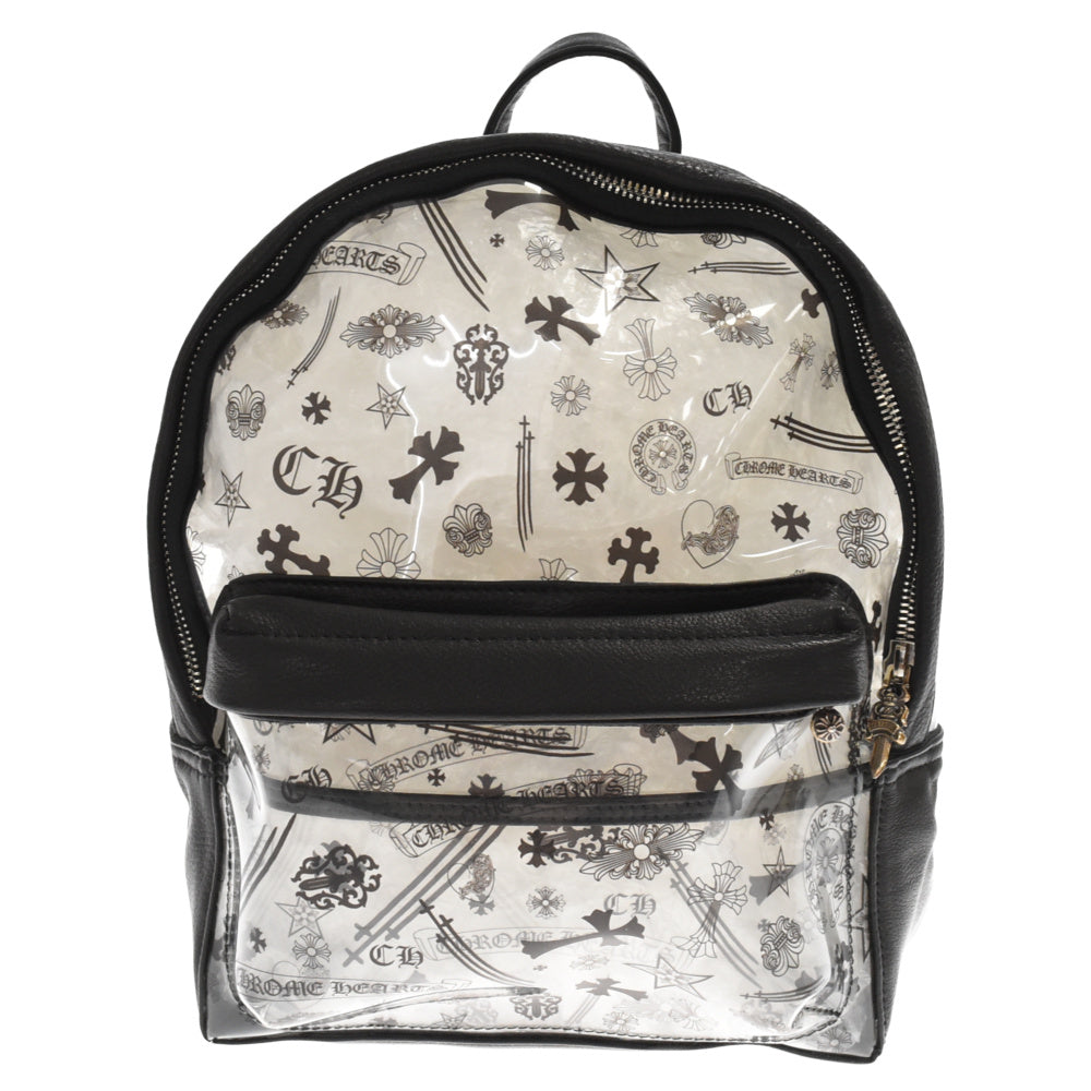 CHROME HEARTS(クロムハーツ) PVC BACK TO SCHOOL PVCレザー切り替えバックパック リュック ブラック/クリア
