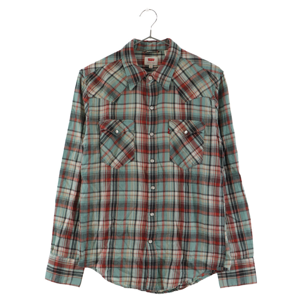 Levi's(リーバイス) バングラデシュ製 コットン チェック長袖 ネルシャツ レッド/グリーン