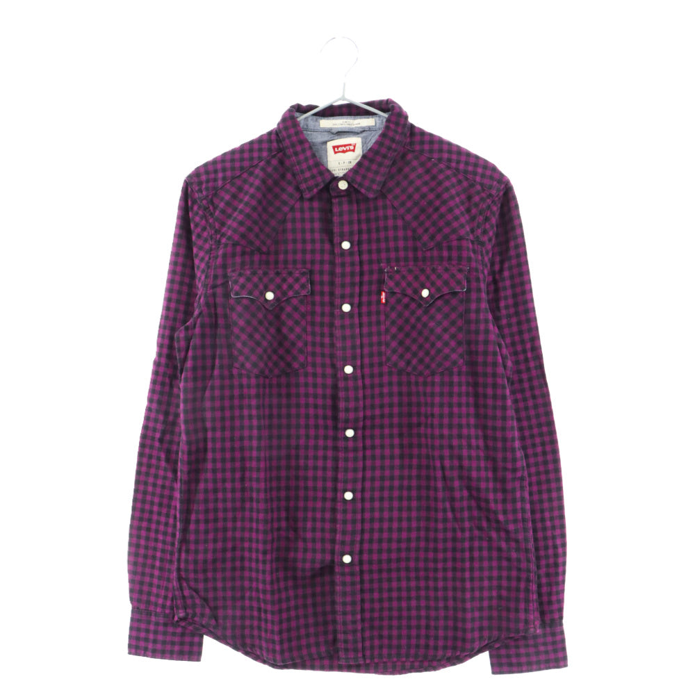 Levi's(リーバイス) バングラデシュ製 コットン チェック長袖 ネルシャツ パープル/ブラック