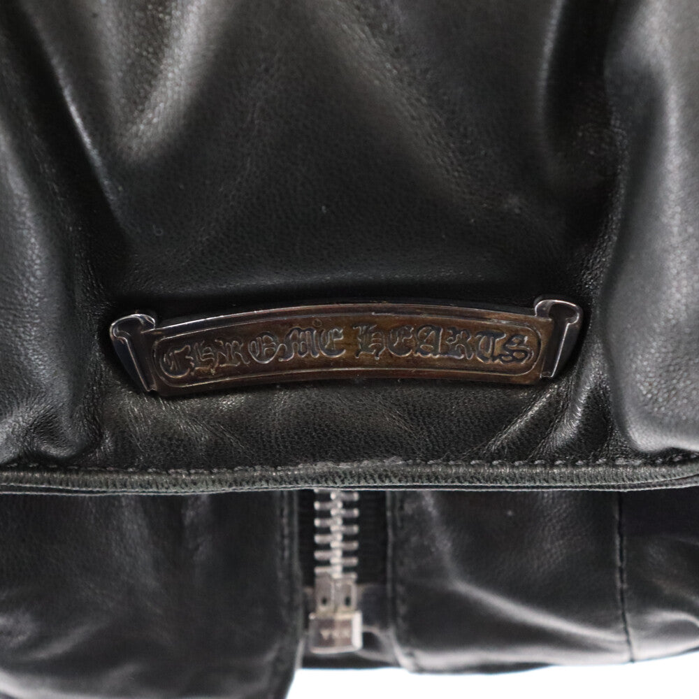 CHROME HEARTS(クロムハーツ) ファーフード オールレザーダウンジャケット クロスボールボタン レディース ブラック