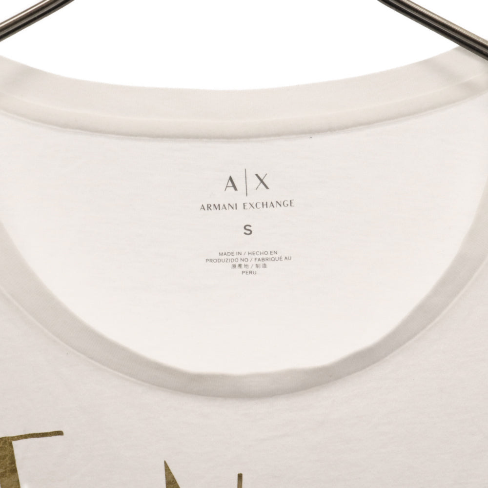 Armani Exchange(アルマーニ エクスチェンジ) ロゴ ゴールドプリント コットン 半袖Tシャツ ホワイト
