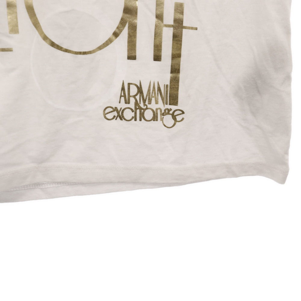 Armani Exchange(アルマーニ エクスチェンジ) ロゴ ゴールドプリント コットン 半袖Tシャツ ホワイト