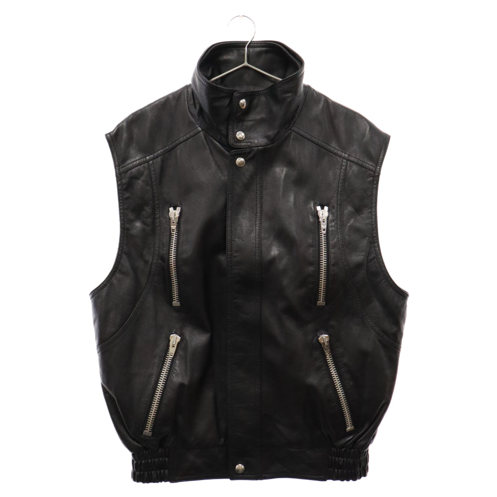 CELINE(セリーヌ) 22AW SLEEVELESS JACKET IN SOFT LAMBSKIN ソフトラムスキン ノースリーブ レザー ジャケット ブラック 2EC49280D