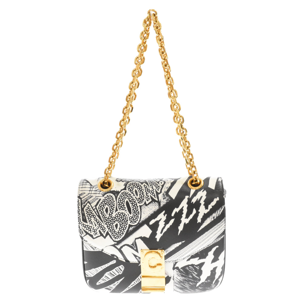 CELINE(セリーヌ) 19AW×Christian Marclay C Bag クリスチャンマークレー 総柄 スモール C チェーンショルダーバッグ ブラック/ホワイト 188403BMQ