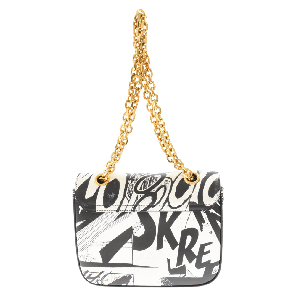 CELINE(セリーヌ) 19AW×Christian Marclay C Bag クリスチャンマークレー 総柄 スモール C チェーンショルダーバッグ ブラック/ホワイト 188403BMQ