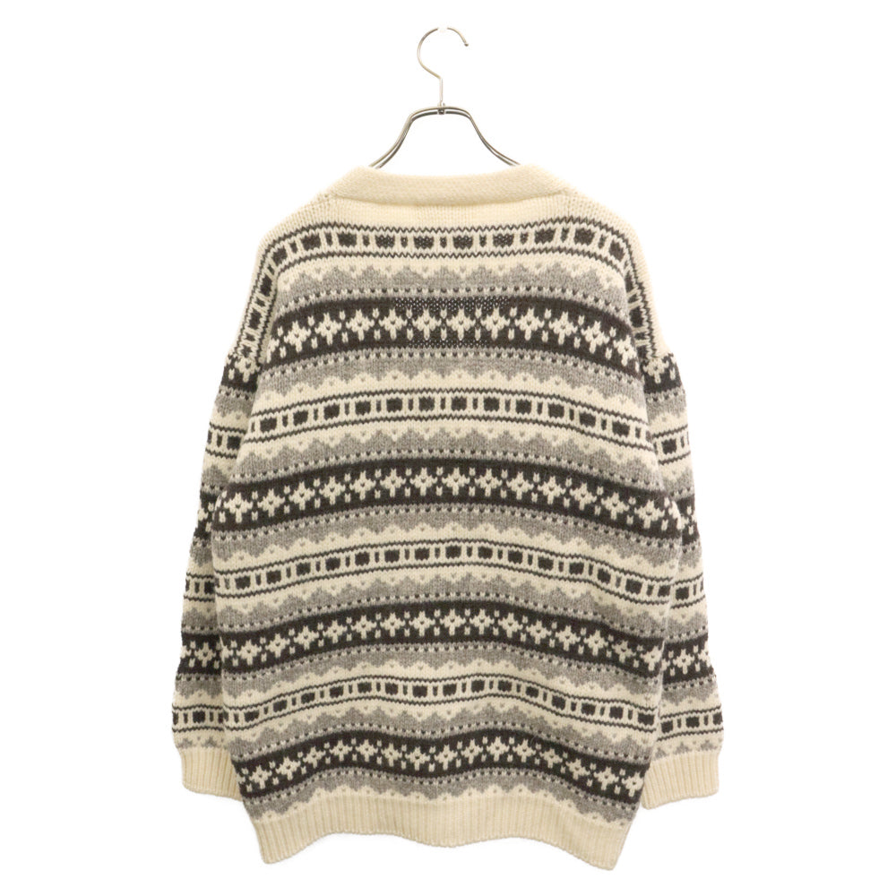 CELINE(セリーヌ) Shetland Oversized Cardigan シェトランドオーバーサイズカーディガン ニットセーター 総柄 アイボリー 2A90Q107O
