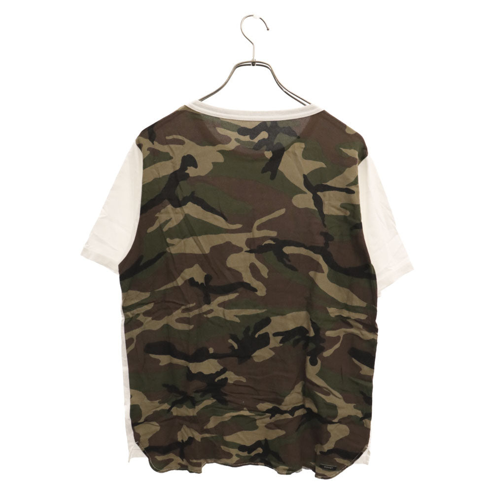 SOPHNET.(ソフネット) 19SS カモフラージュ柄 ドッキング半袖Tシャツ カットソー カーキ/ホワイト SOPH-190057
