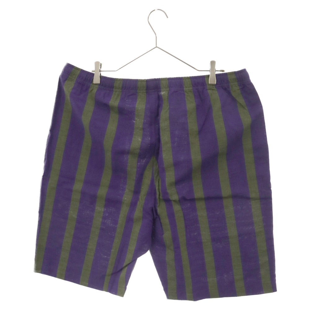 Needles(ニードルス) ND String Easy Shorts Aizu-Tsumugi ストライプ イージーショーツ ショートパンツ 会津紬 パープル/グリーン