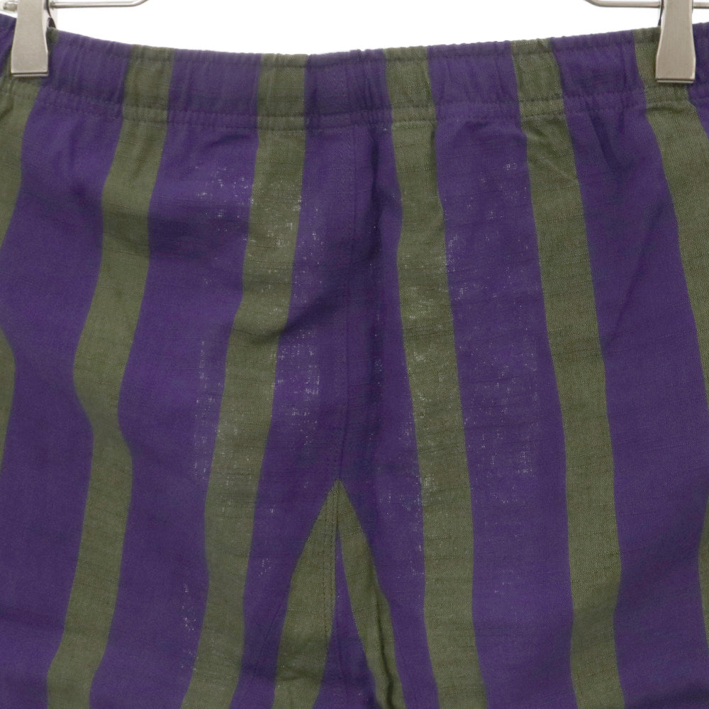 Needles(ニードルス) ND String Easy Shorts Aizu-Tsumugi ストライプ イージーショーツ ショートパンツ 会津紬 パープル/グリーン
