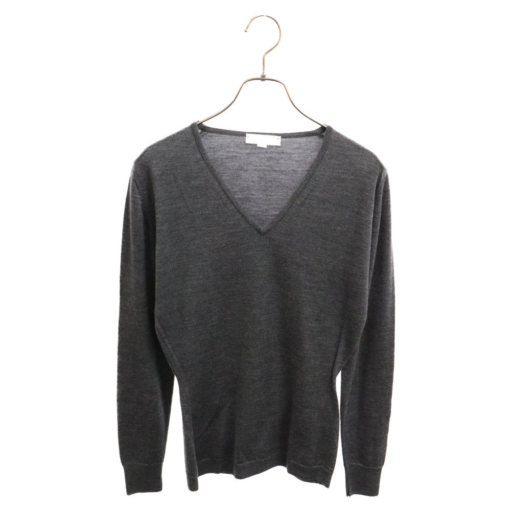 JOHN SMEDLEY(ジョンスメドレー) Vネック ウール ニット 長袖セーター グレー レディース