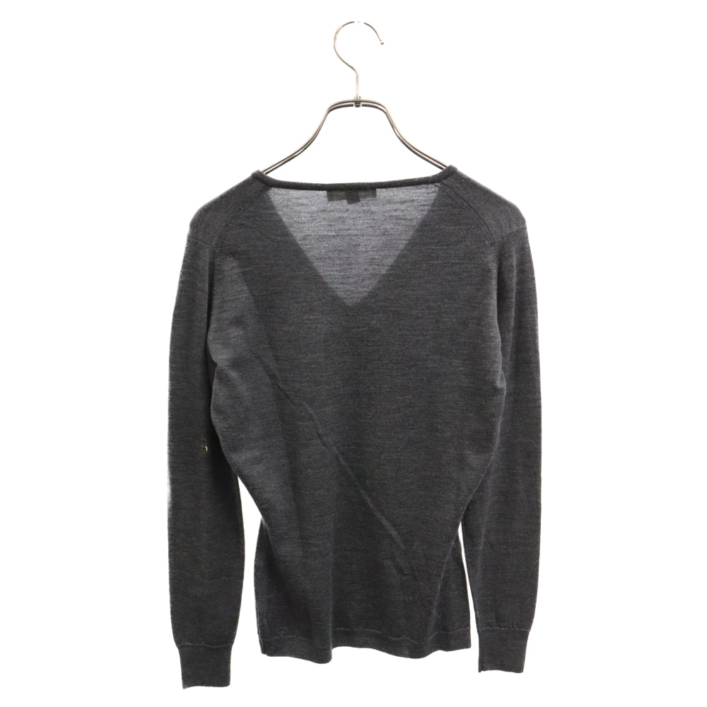 JOHN SMEDLEY(ジョンスメドレー) Vネック ウール ニット 長袖セーター グレー レディース