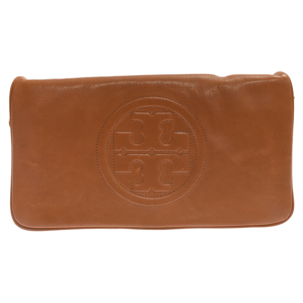 TORY BURCH(トリー バーチ) ロゴ 刺繍 2WAY チェーン レザー ショルダーバッグ ブラウン