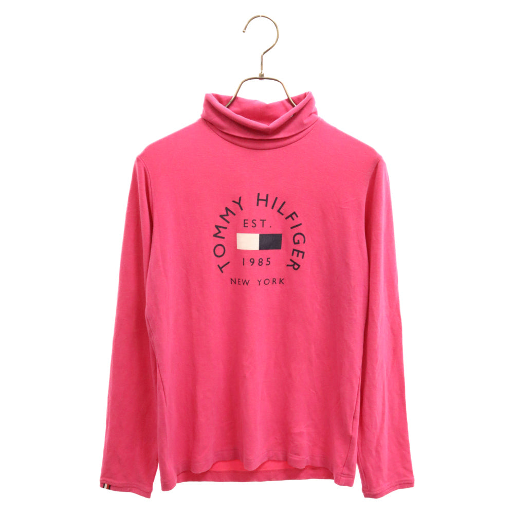 TOMMY HILFIGER(トミーヒルフィガー) フロント ロゴ プリント 長袖 タートルネック ニットセーター ピンク THLA283 レディース