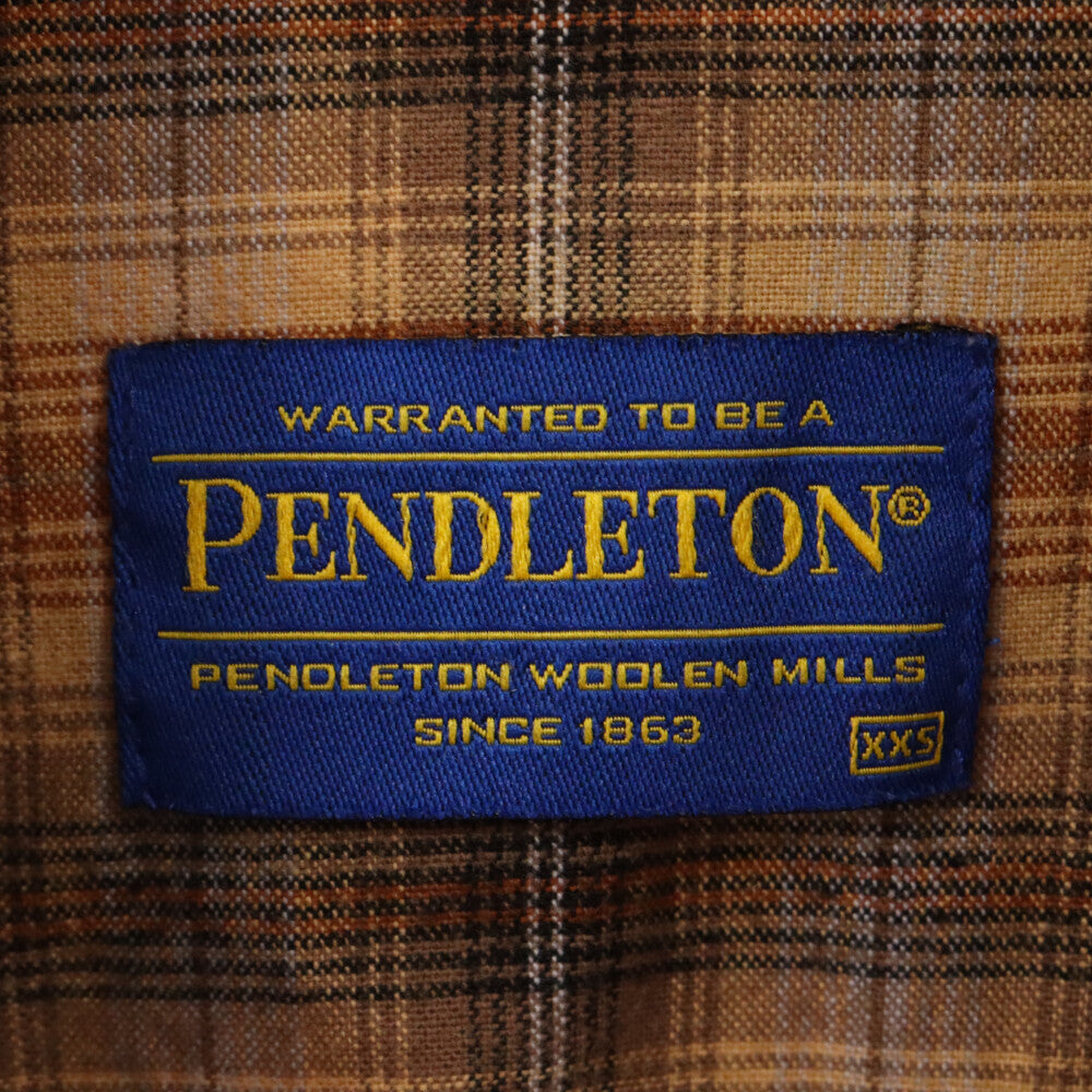 PENDLETON(ペンドルトン) ダブルポケット マドラスチェック レギュラーカラー長袖シャツ ブラウン