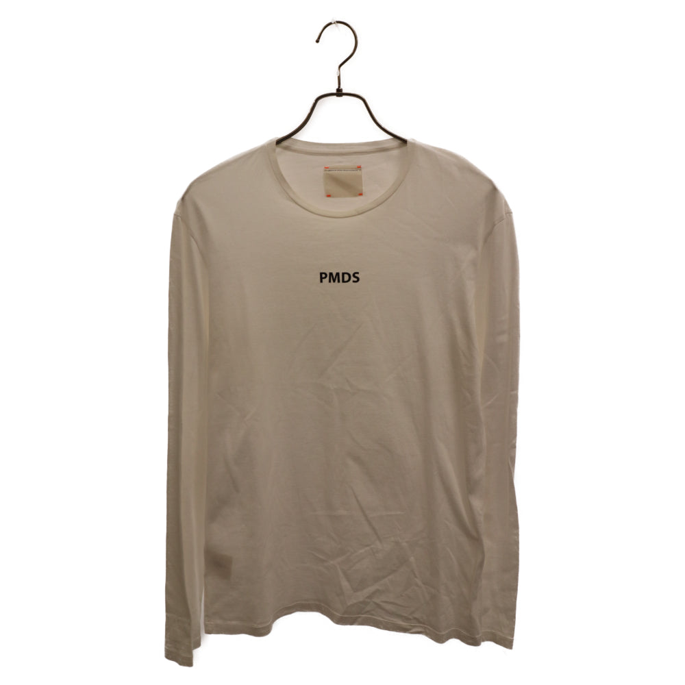 P.M.D.S.(ピーエムディーエス) フロントロゴプリント クルーネック長袖Tシャツ カットソー ホワイト