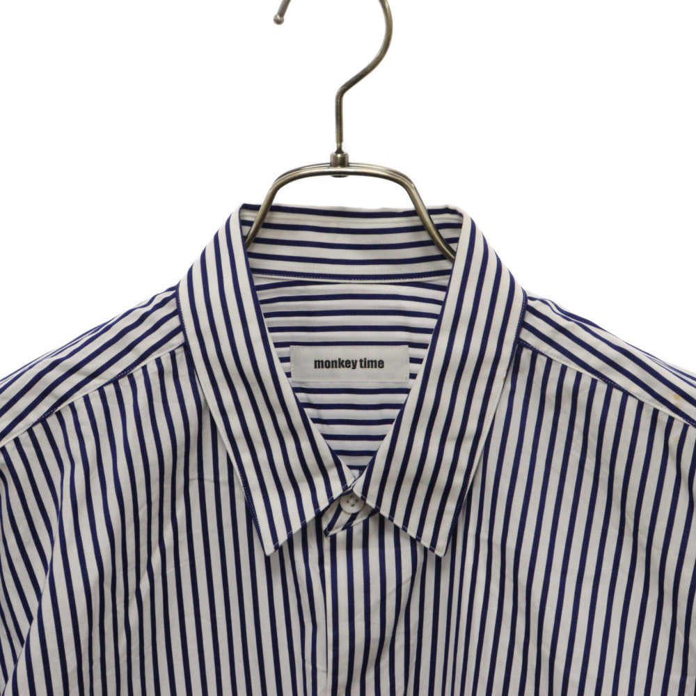 monkey time(モンキータイム) STN STRIPE CROPPED REG SS スタン ストライプ クロップド 半袖シャツ ブルー 8316-149-0201