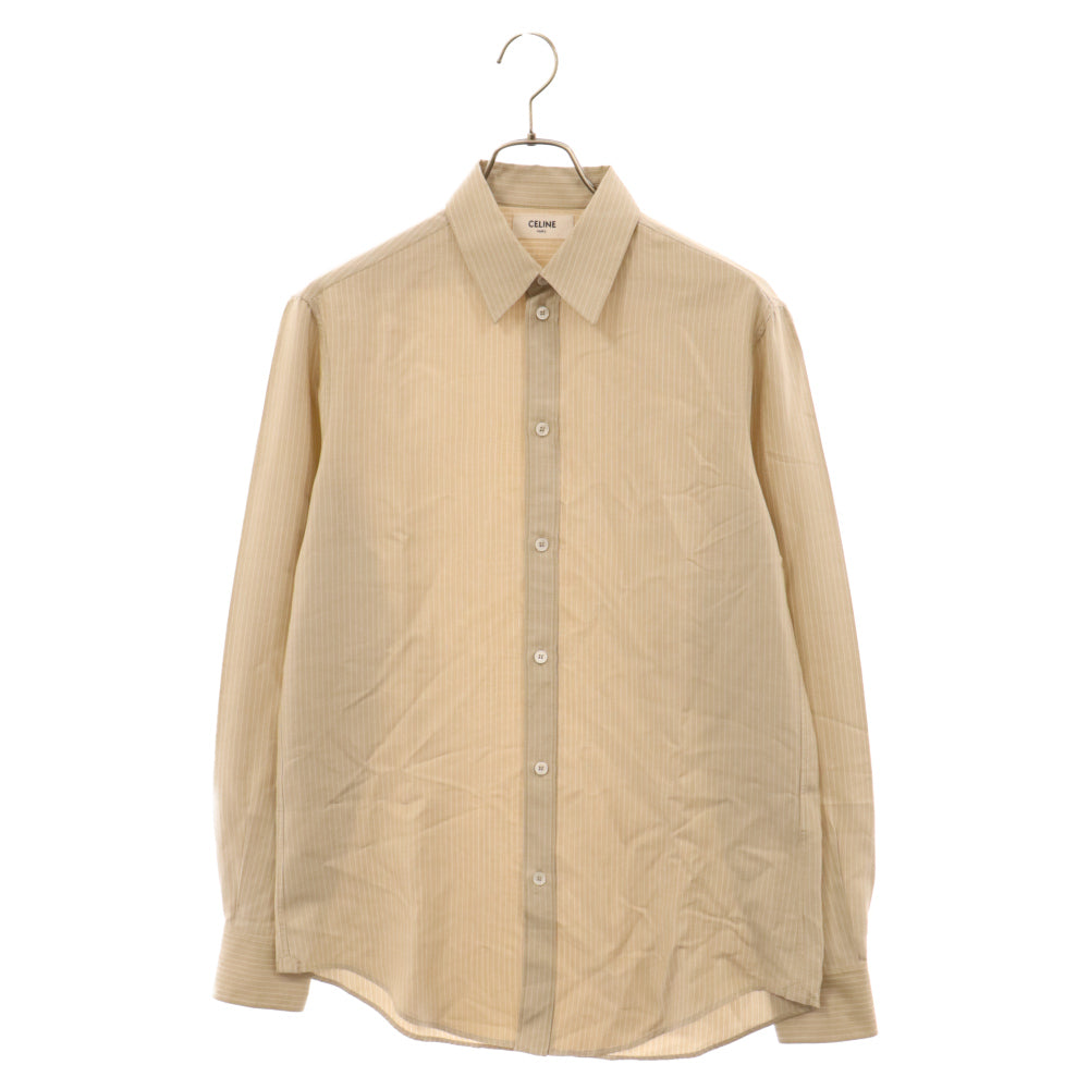 CELINE(セリーヌ) 20SS by Hedi Slimane ストライプ シルク長袖シャツ ベージュ 2C028100I