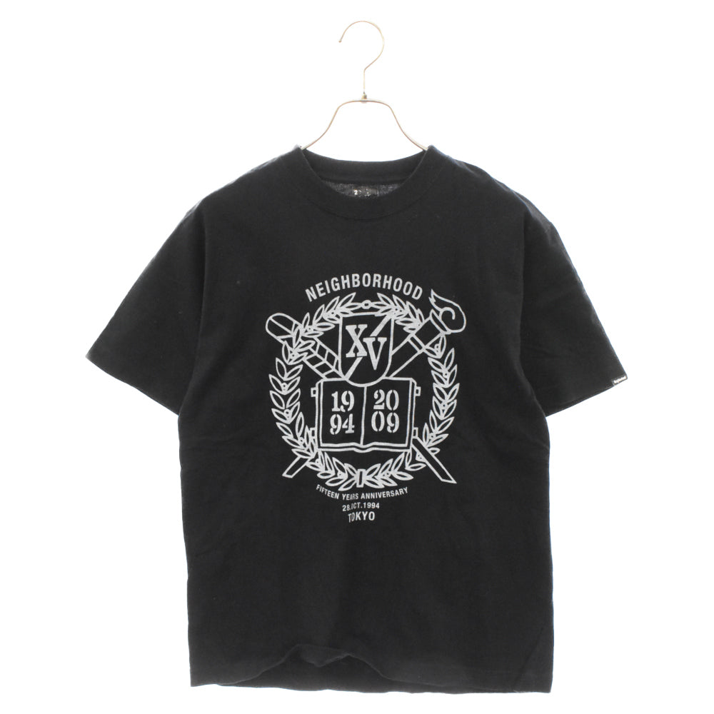 NEIGHBORHOOD(ネイバーフッド) エンブレム ロゴプリント クルーネック 半袖カットソー Tシャツ ブラック