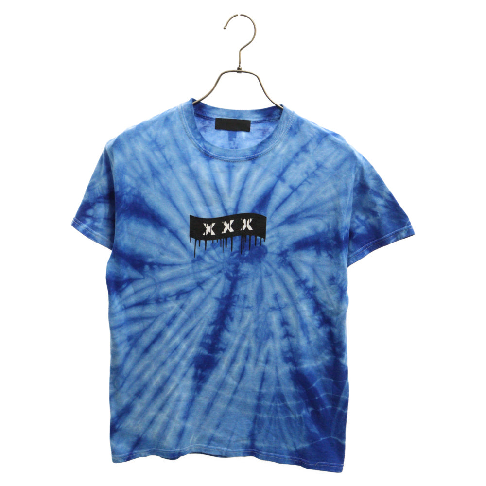GOD SELECTION XXX(ゴッドセレクショントリプルエックス) 20SS オンライン限定 タイダイ染め BOX ロゴ 半袖カットソー Tシャツ ブルー