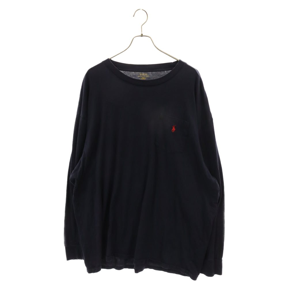 POLO RALPH LAUREN(ポロラルフローレン) ホース刺繍 ポケット コットン ロングスリーブ 長袖Tシャツ ネイビー