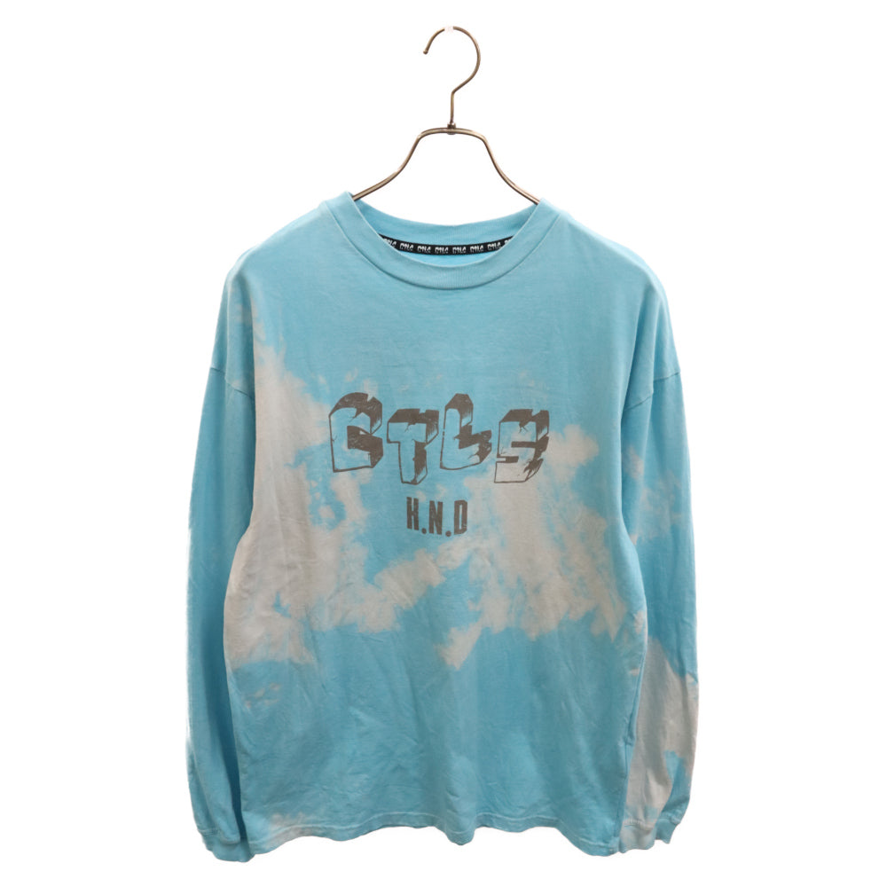 cvtvlist(カタリスト) H.N.DL/S Tee タイダイ 総柄 プリント 長袖カットソー Tシャツ ブルー 2201080302