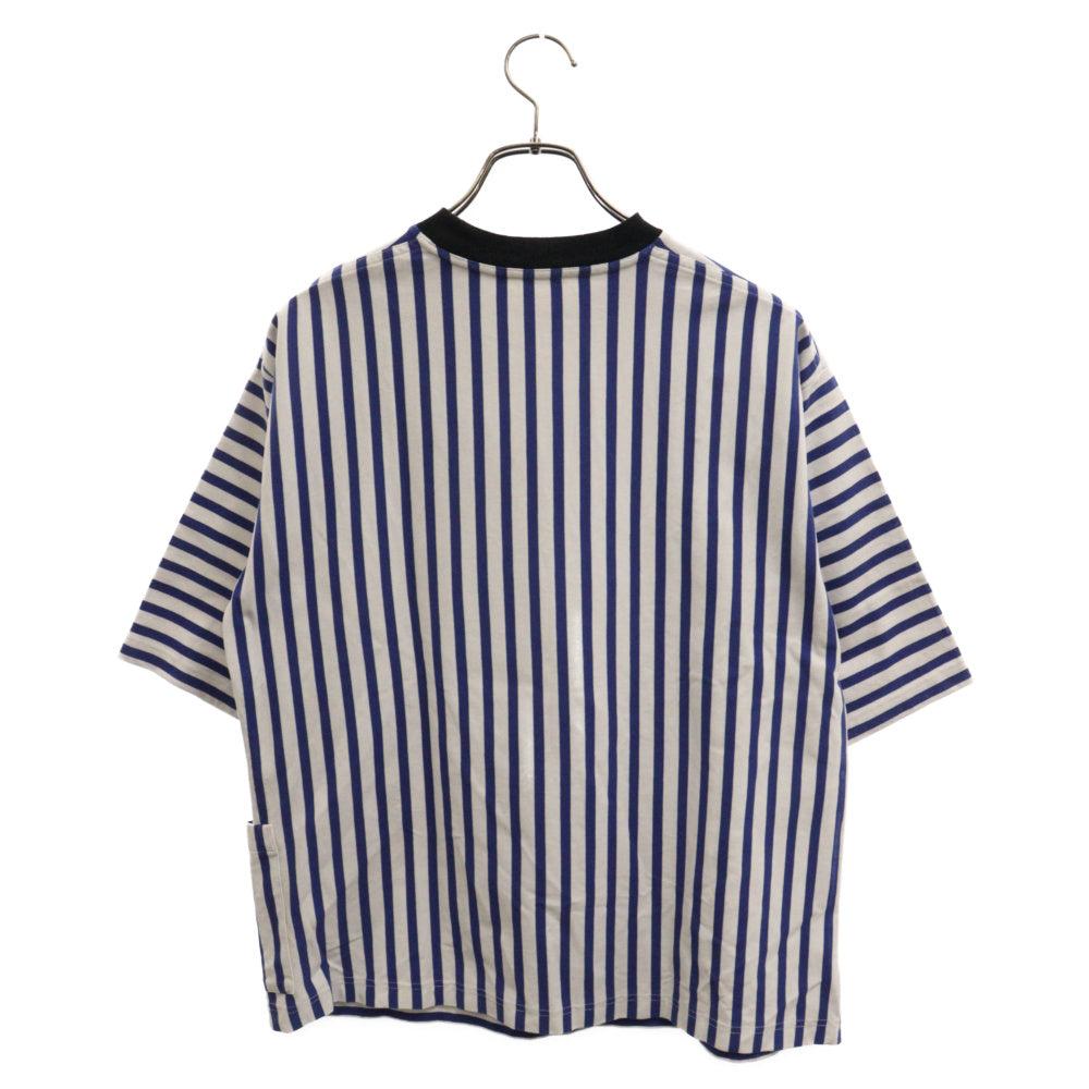 MARNI(マルニ) ボーダー サイド ポケット 半袖Tシャツカットソー ブルー/ホワイト HUMU0229X0 UTC146