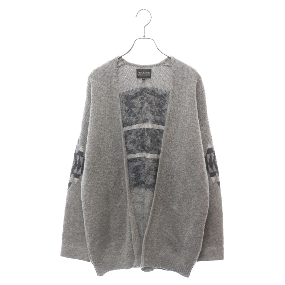 PENDLETON(ペンドルトン) × nano universe 別注 Wrap Cardigan ナノ ユニバース ラップカーディガン ウール ニット 総柄 カーディガン グレー 8575-4551