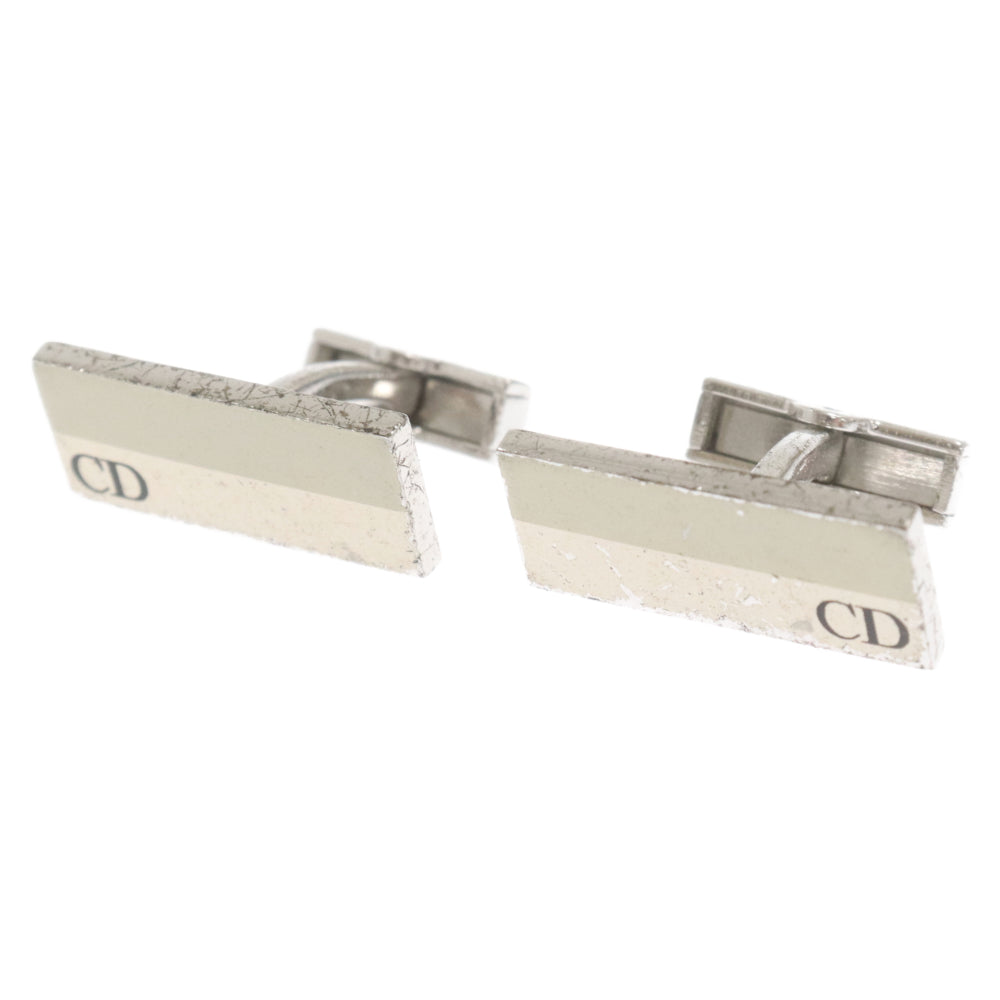 Dior HOMME(ディオールオム) CDロゴ文字 バイカラー レクタンギュラー コンビ カフス シルバー/ホワイト