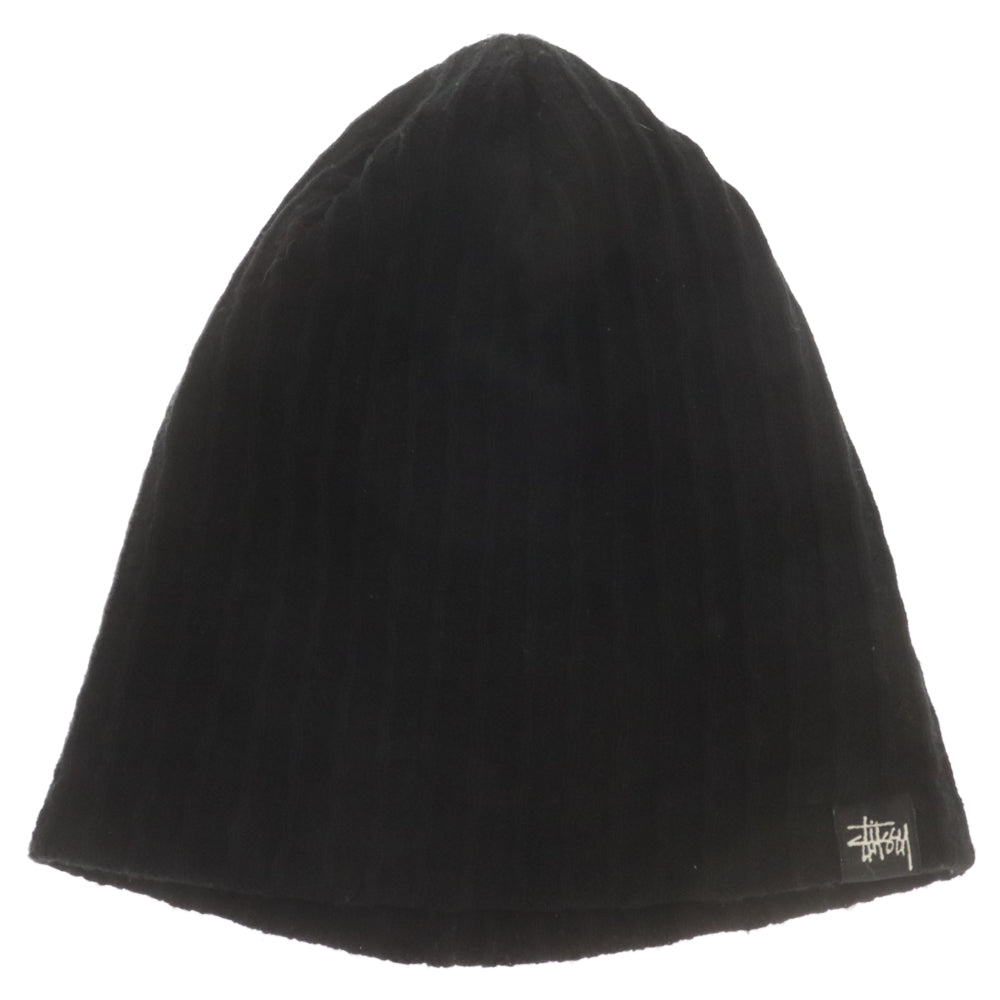 STUSSY(ステューシー) 00s 金タグ フロントロゴ ビーニー ニット帽 ブラック