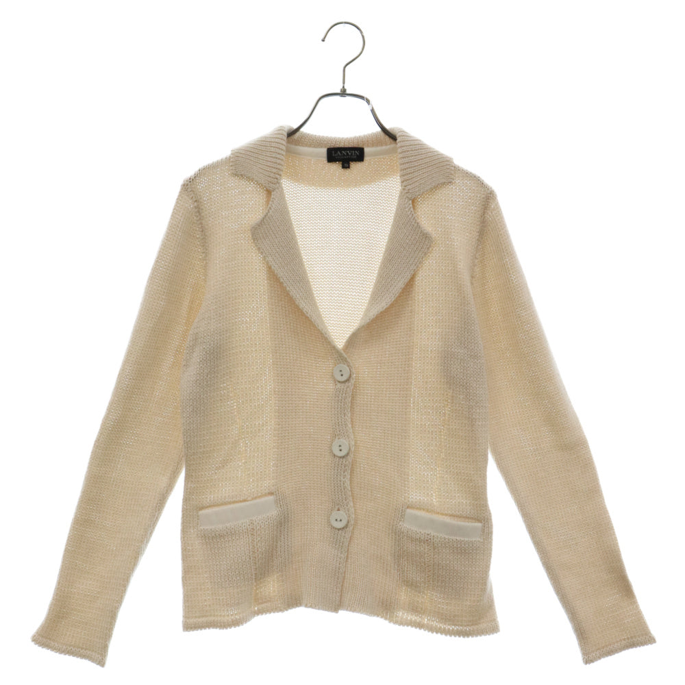 LANVIN(ランバン) テーラードカラー シルク ニット カーディガン ジャケット ベージュ A9T0913 レディース