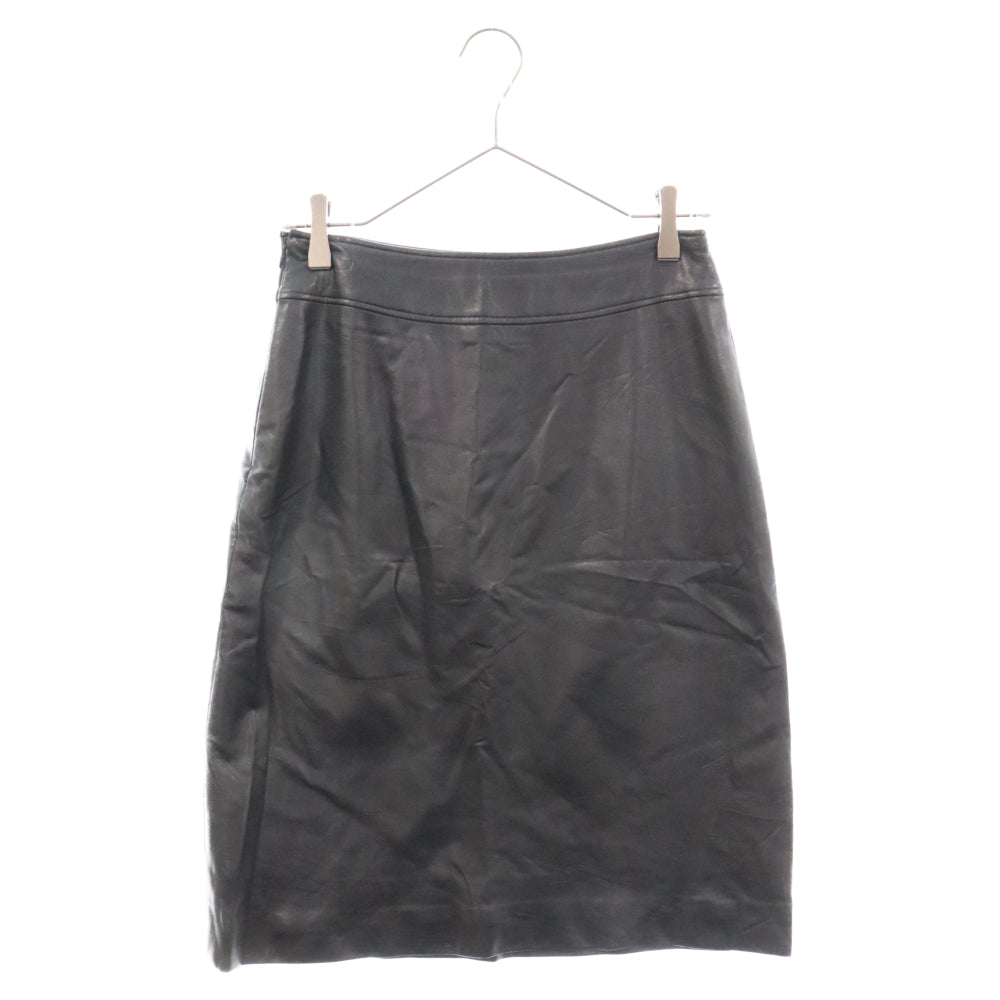 LANVIN(ランバン) フェイクレザー サイドジップ 膝丈スカート ブラック 10G4669 レディース