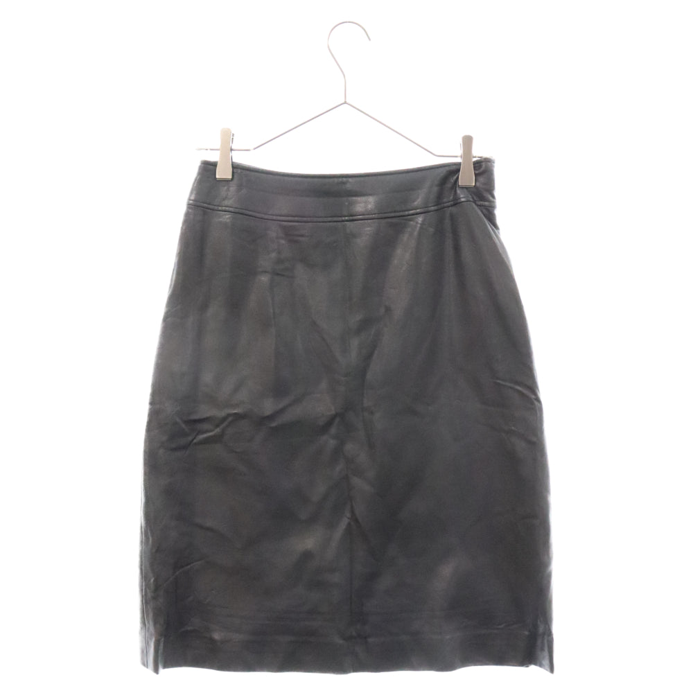 LANVIN(ランバン) フェイクレザー サイドジップ 膝丈スカート ブラック 10G4669 レディース