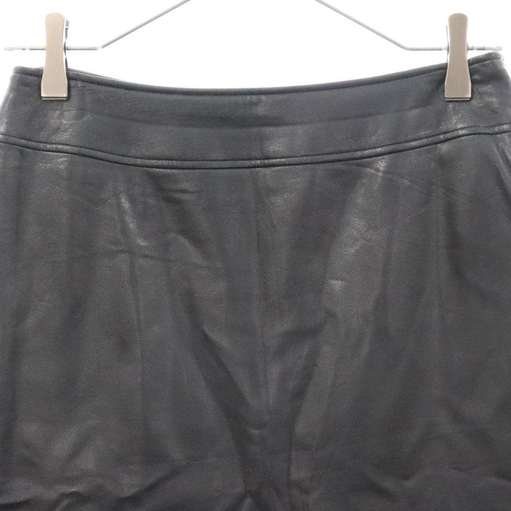 LANVIN(ランバン) フェイクレザー サイドジップ 膝丈スカート ブラック 10G4669 レディース
