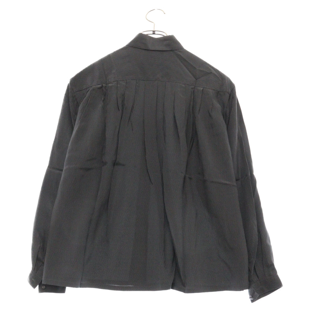 Christian Dior(クリスチャンディオール) PRET A PORTER プレタポルテ ストライプ ヨークデザイン シルク 長袖シャツ グレー/ブラック